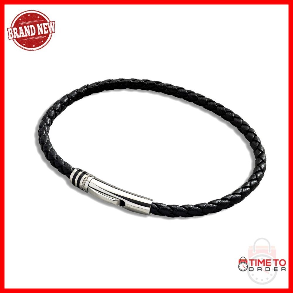 Men's Braided Leather Bracelet Gold Clasp Waterproof Sweat Resistant Jewelry